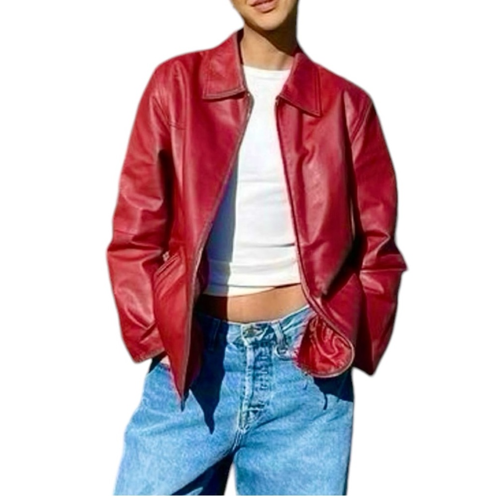 Vintage DIALOGUE 100%‎ Leather Zip-Up Jacket. Size XS